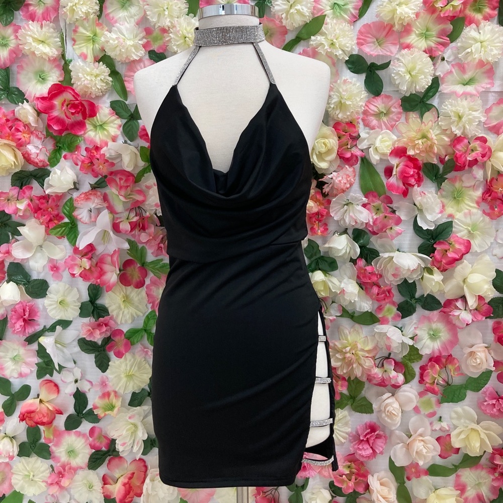 Mini Rhinestone Black Dress